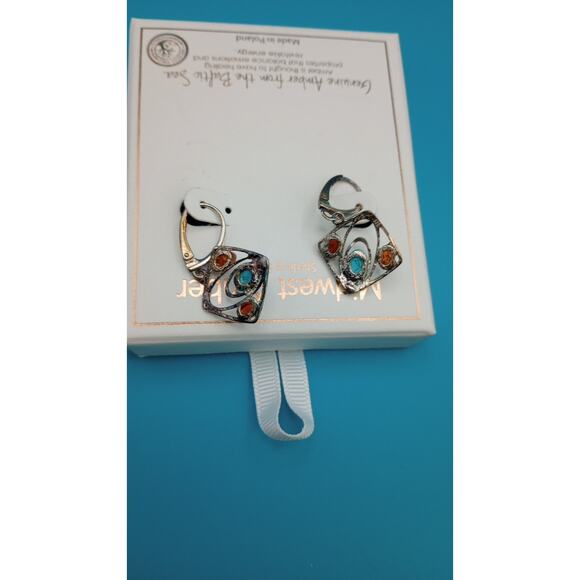 Midwest Amber Sterling Silver From Baltic Sea Earrings - Picture 2 of 6